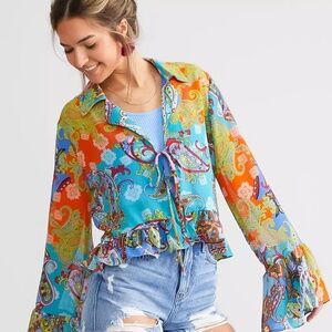 NWOT - Mixed Paisley Print Chiffon Blouse by Buckle